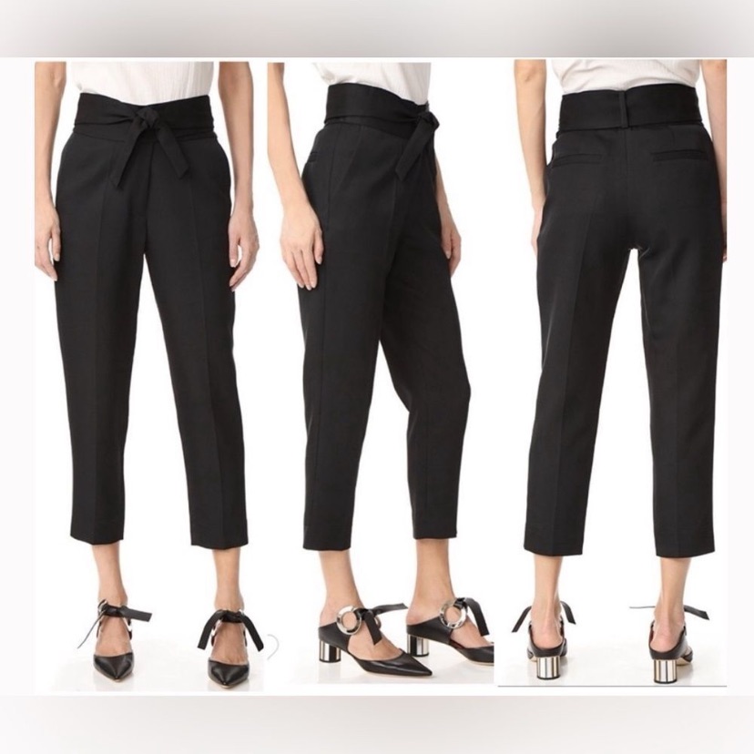 $462 Iro Sheava High Rise Wrap Cropped Paperbag Pants Black Size Fr 42/ Us 10